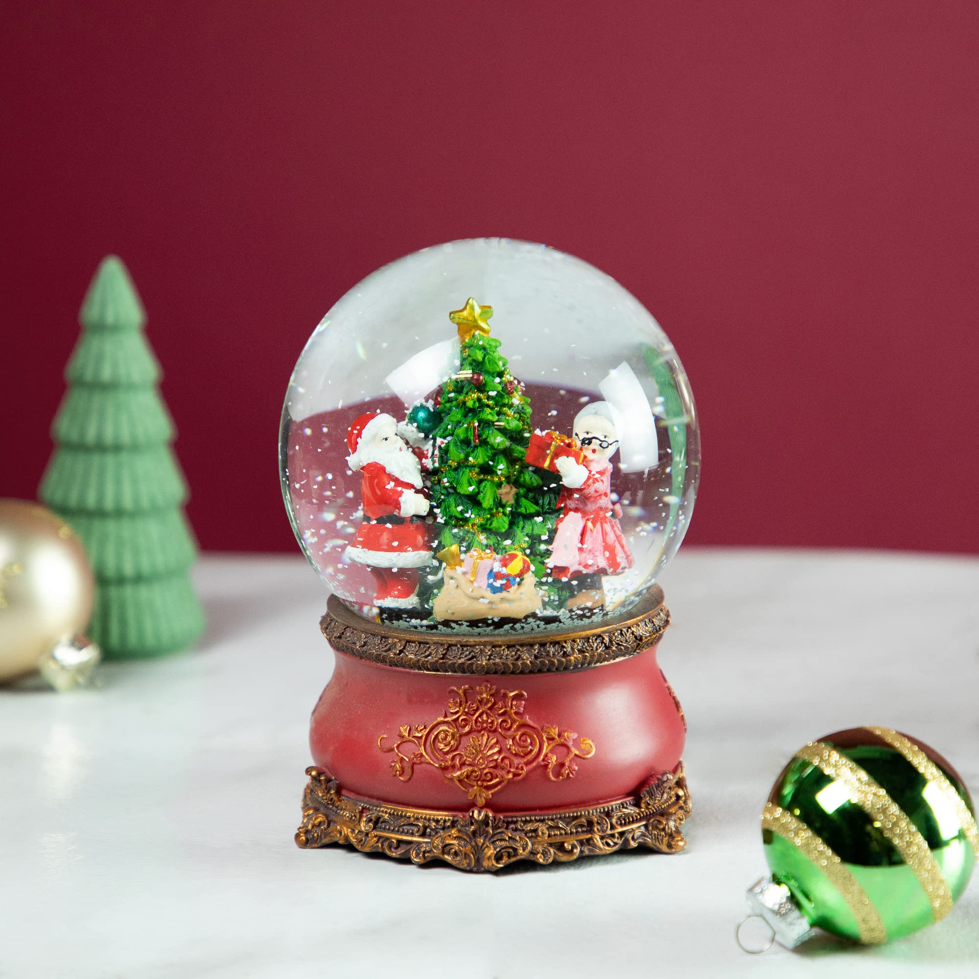 Northlight Mr. & Mrs. Claus Decorating Christmas Tree Musical Water Globe, 6