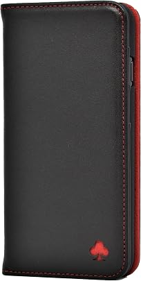 Porter Riley Coque pour iPhone iPhone Housse Premium Cuir v ritable avec Socle Rabattable Coque Etui Portefeuille  Noir  Rouge 