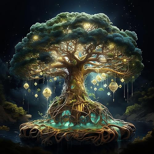 SKRYUIE Kits de pintura de diamantes de árbol 5D, kits de arte de diamantes para plantas adultas, taladro redondo completo, punto de cruz de disponible en Yaxa Guatemala