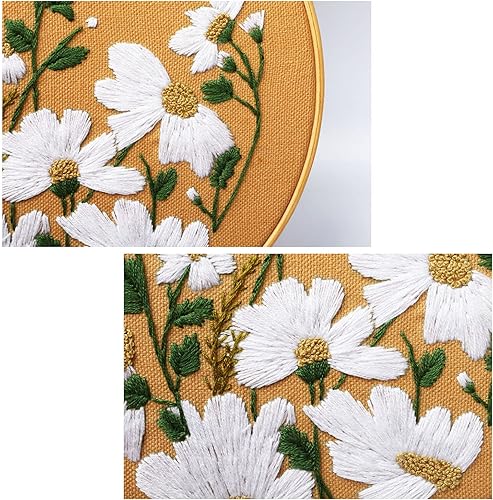 Miniatura 4 de Kit de bordado para principiantes, paquete de 4 kits de punto de cruz, 2 aros de bordado de madera, tijeras, agujas e hilos de color, kit de punto