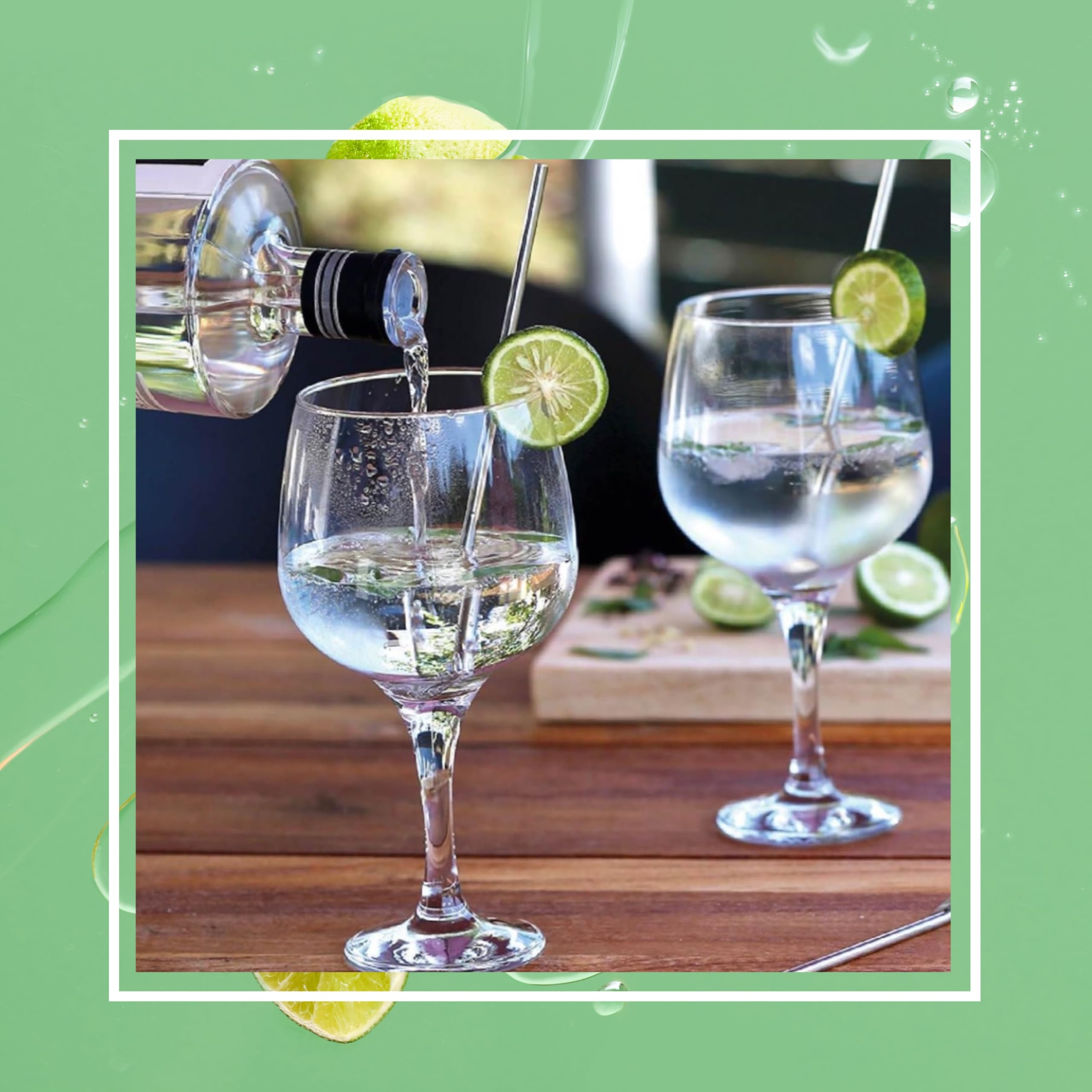 Lebrun Couverts - Coffret Spécial Spritz/Gin & Tonic - 4 Verres cocktails - 4 cuillères paille cocktail - Livre de Recette Inclus