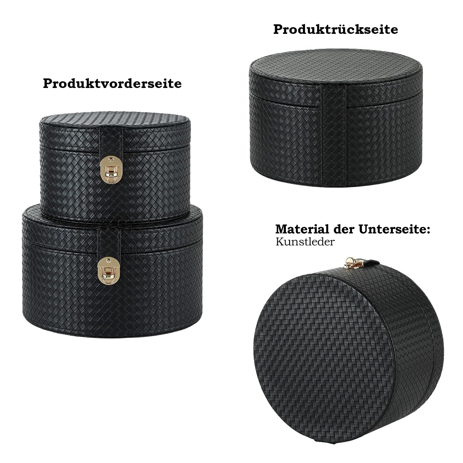 Dekorative Box aus Leder mit Deckel für Fernbedienungen, Couchtisch, 2er-Set, moderne runde Hutboxen, Mehrzweckkorb, Regal-Organizer