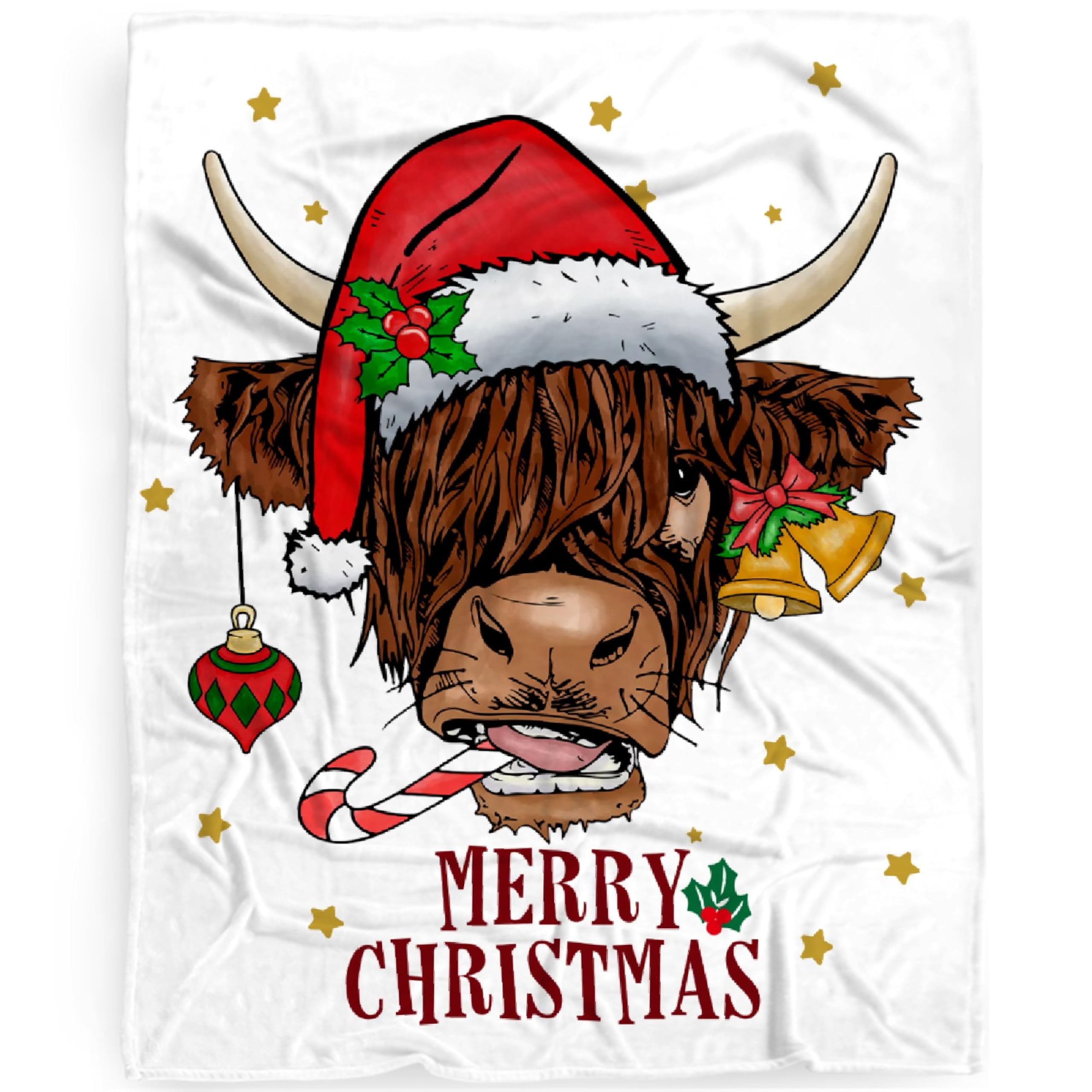 Mooey Christmas Cow Blanket, Highland Cow Gift for Women, Girls & Adults - Lightweight Flannel Fleece Farm Animal Throw Blanket for Sofa, Bed - 120x90In — image 1