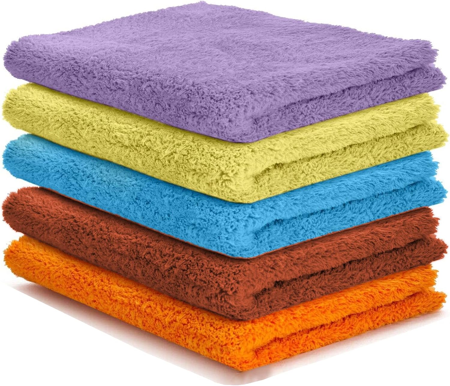 Auronna Edgeless Microfiber Cleaning Cloths 5 Pack 500GSM Super