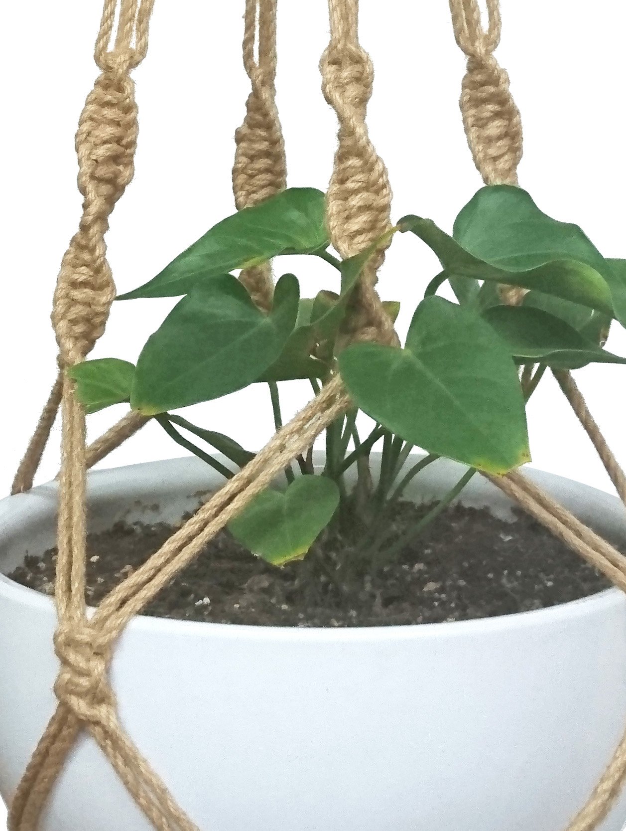 Lot De 2 Pots Suspendus En Macramé De Chanvre - Fait Main, Réglables, Pour Plantes D'intérieur Ou D'extérieur - 10