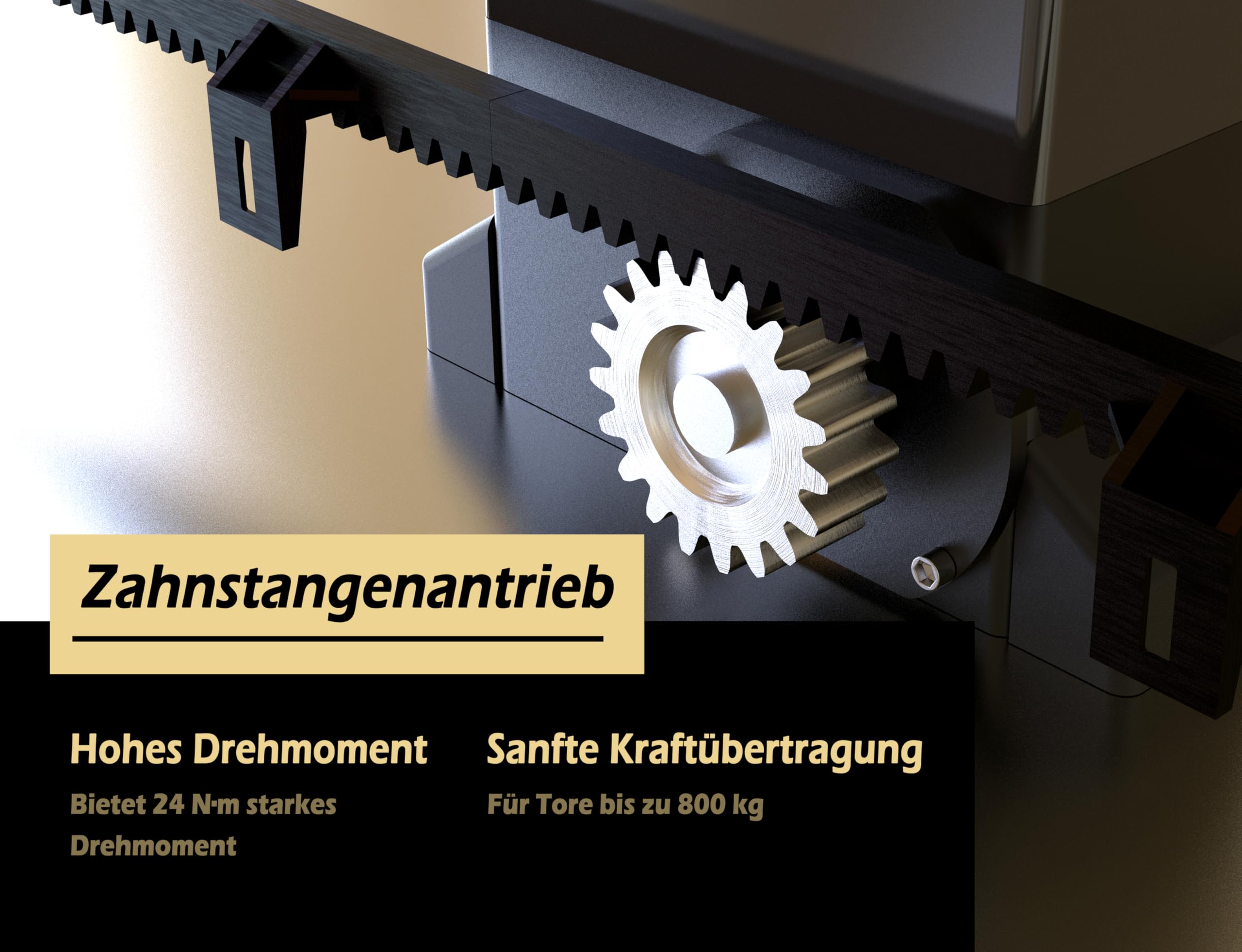 Blütezeit WLAN Schiebetorantrieb 800kg – Smart App Steuerung, 370W Automatischer Nylon-Zahnstangen-Antrieb, 2 Fernbedienungen & Lichtschranke, Komplett-Set für Einfahrtstore bis 12m