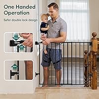 Vista 4 de Babelio Puerta de bebé para escaleras, cocina y puertas, sin barra inferior, operación con una sola mano, cierre automático, montaje de hardware