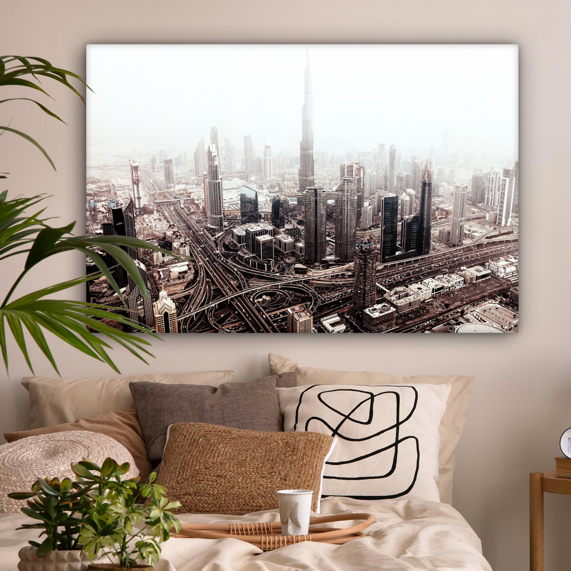 MuchoWow© Bilder Groß Groß 140x90 cm XXL Wohnzimmer Deko Modern Wandbild XXL Kunstdruck auf Leinwand Bild Schlafzimmer über Bett Room Decor Geschenke Stadt - Architektur - Gebäude - Schwarzweiß