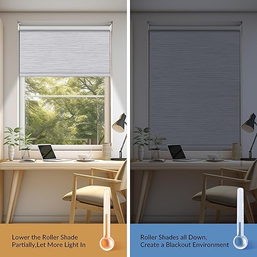 Miniatura 2 de HOTSOON Persianas enrollables opacas para ventanas, cortinas enrollables de jacquard para oscurecer la habitación, persianas enrollables extraíbles