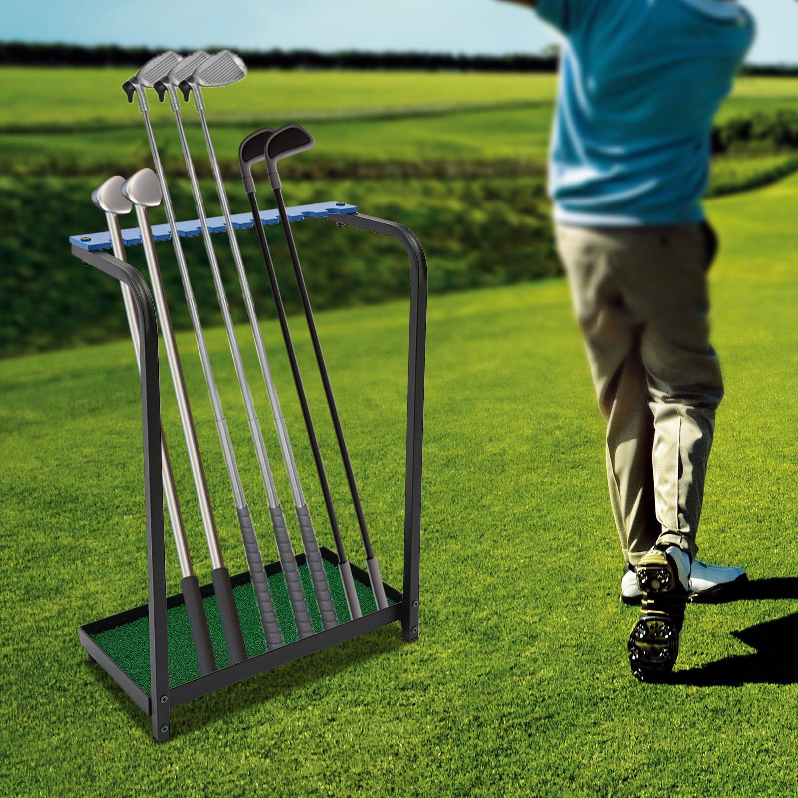 Support de club de golf en acrylique, support de putter de golf, organisateur de clubs de golf, 9 trous, 50 x 27,5 x 72 cm