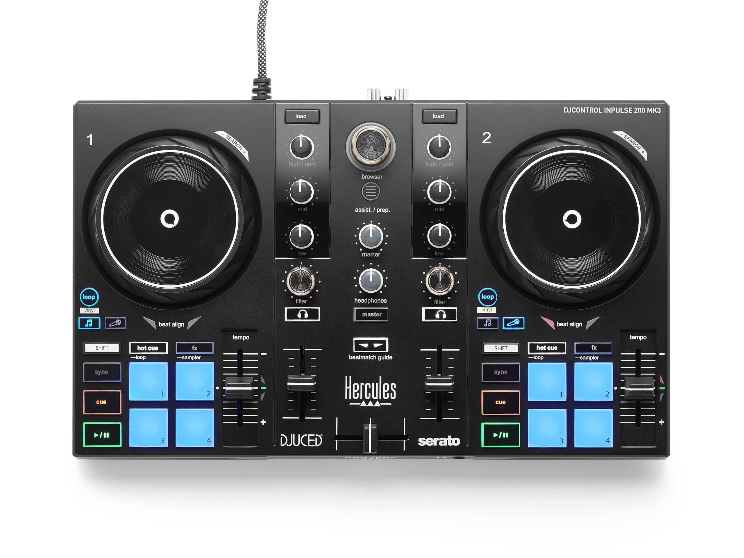 Hercules DJControl Inpulse200 DJコントローラー Amazon.com: Hercules DJControl Inpulse 200 MK3 DJ Controller, 2