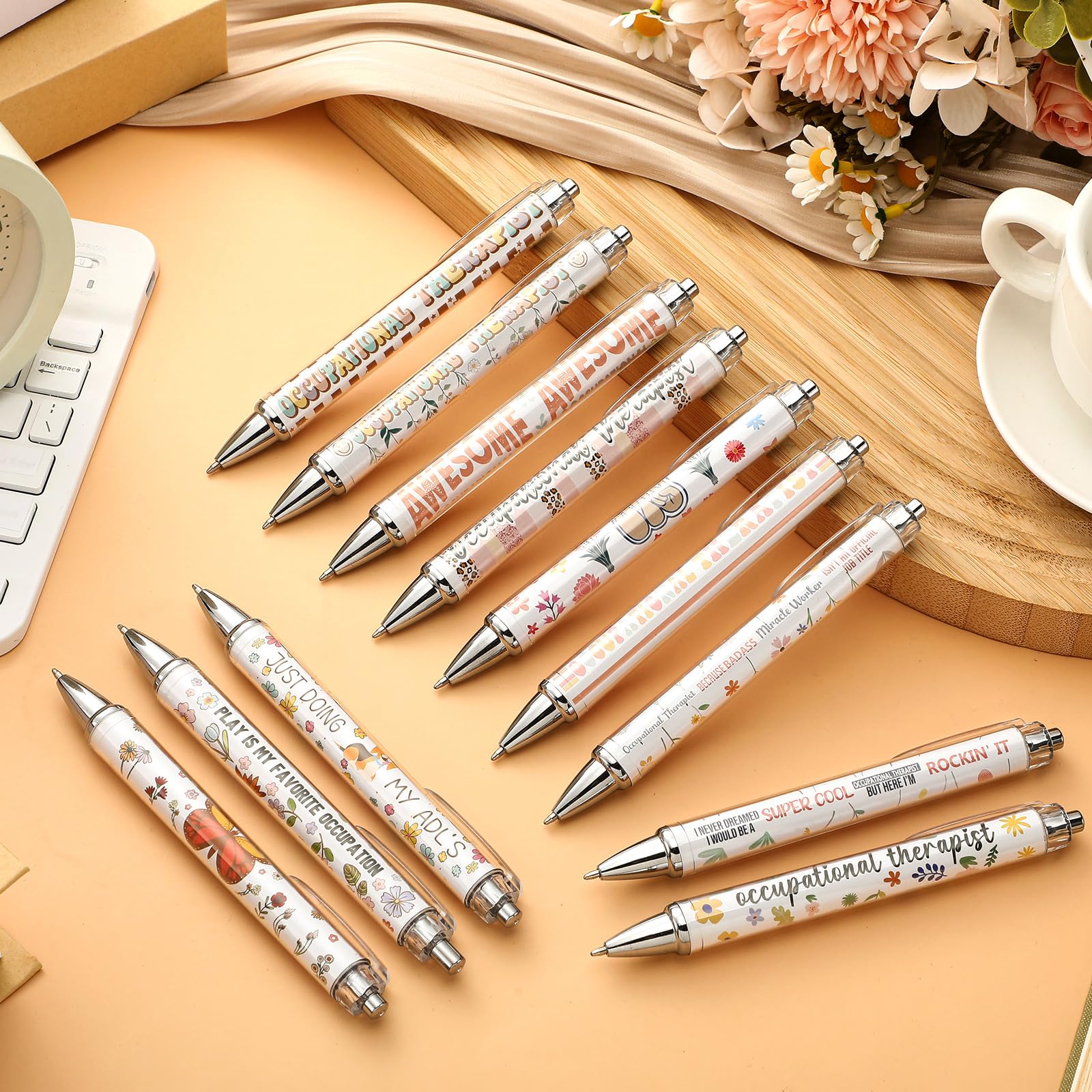 Motipuns 12 Pcs Occupational Therapy Month Gifts OT Appreciation Gifts Pens Occupational Therapist Ballpoint Pens OT Party Favors for Women Employees Staff Writing Stationery Office Holiday Supplies