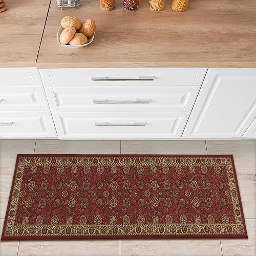 Immagine del prodotto Ottomanson Passatoia dal design orientale con motivo persiano, collezione Ottohome, fondo in gomma, 50 cm x 150 cm, colore: Rosso