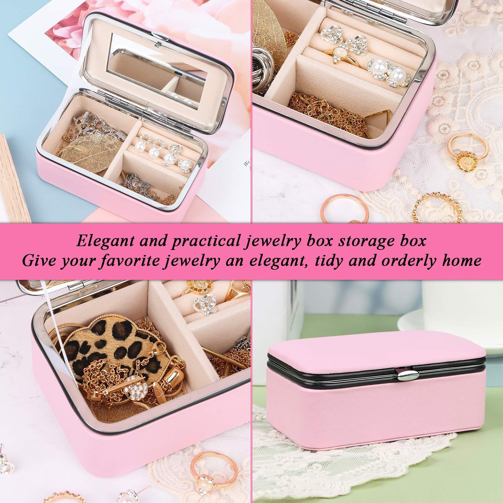 Portagioie 12h cm rosa e bianco con specchio e scomparti - Kids