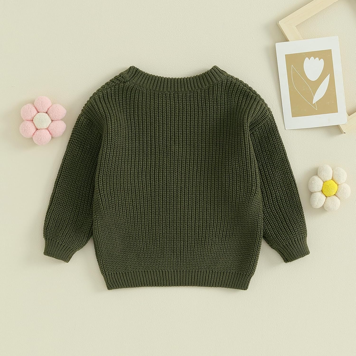 Toddler Baby Girl Boys Sweater Long Sleeve Flower Pullover Tops Knitted Sweatshirt Fall Winter Clothes