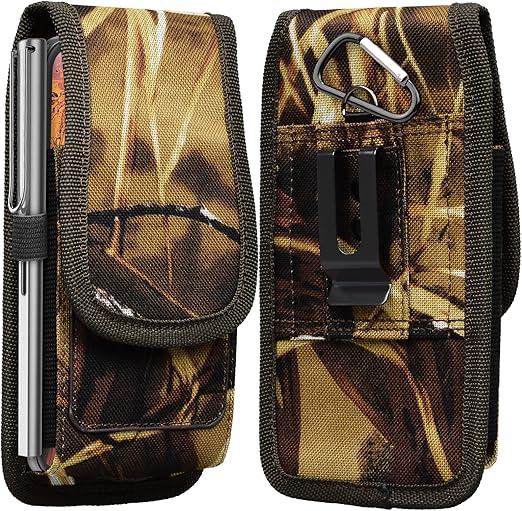Takfox Phone Holster for Samsung Galaxy S25 Ultra S24 Plus S23 S22 S21 S20 Note 20 A35 A36 A16 A15 A14 A23 A54 G Power G Stylus 5G Nylon Cell Phone Belt Clip Holster Carrying Pouch Card Holder, Camo