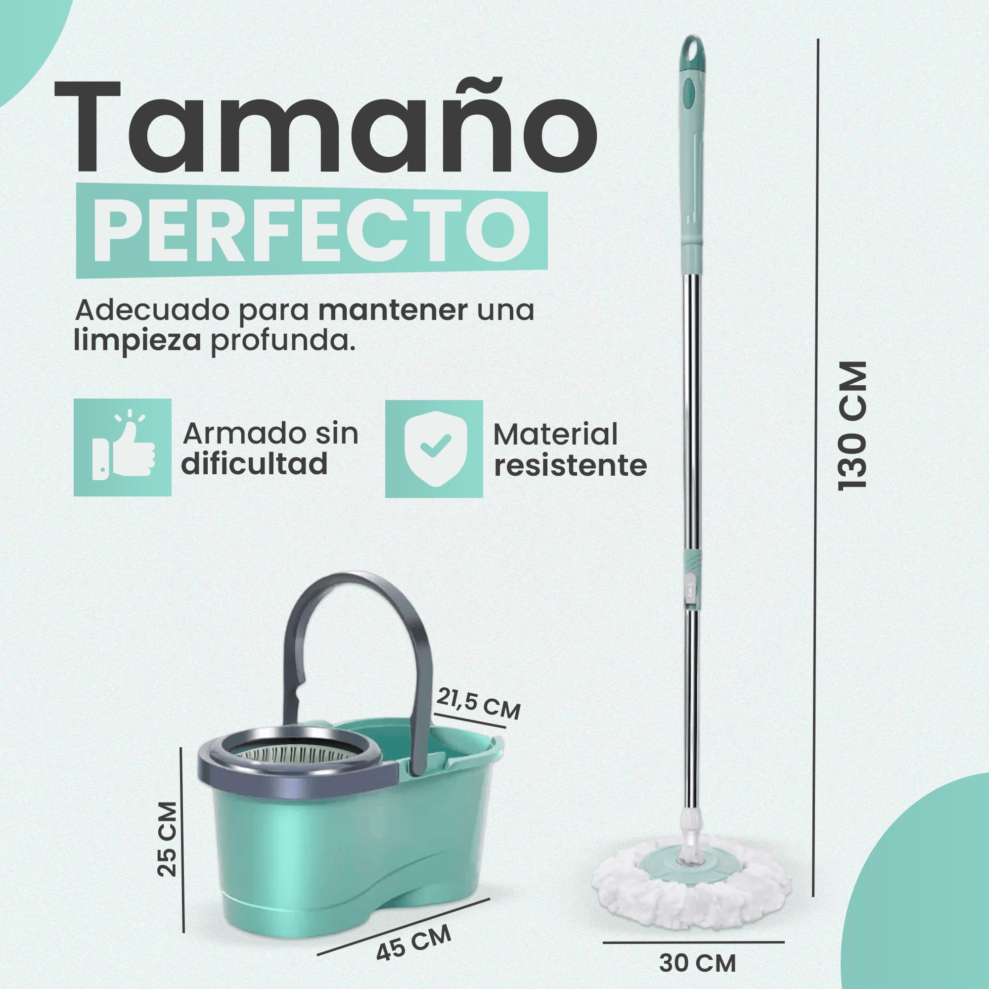 JUPPLIES Cubo Fregona Autoescurrible Giratoria 360º con Cabezal de Microfibra Mango Telescopico