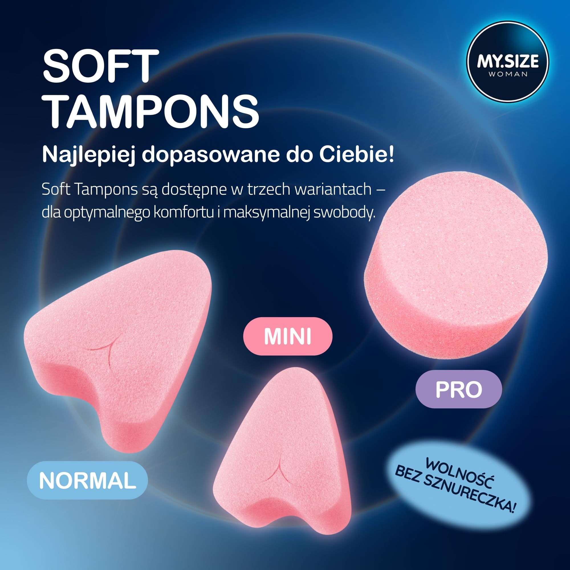 MY.SIZE Woman Soft Tampony NORMAL, 20 sztuk, tampony bez sznureczka do sportu, miłości i spa