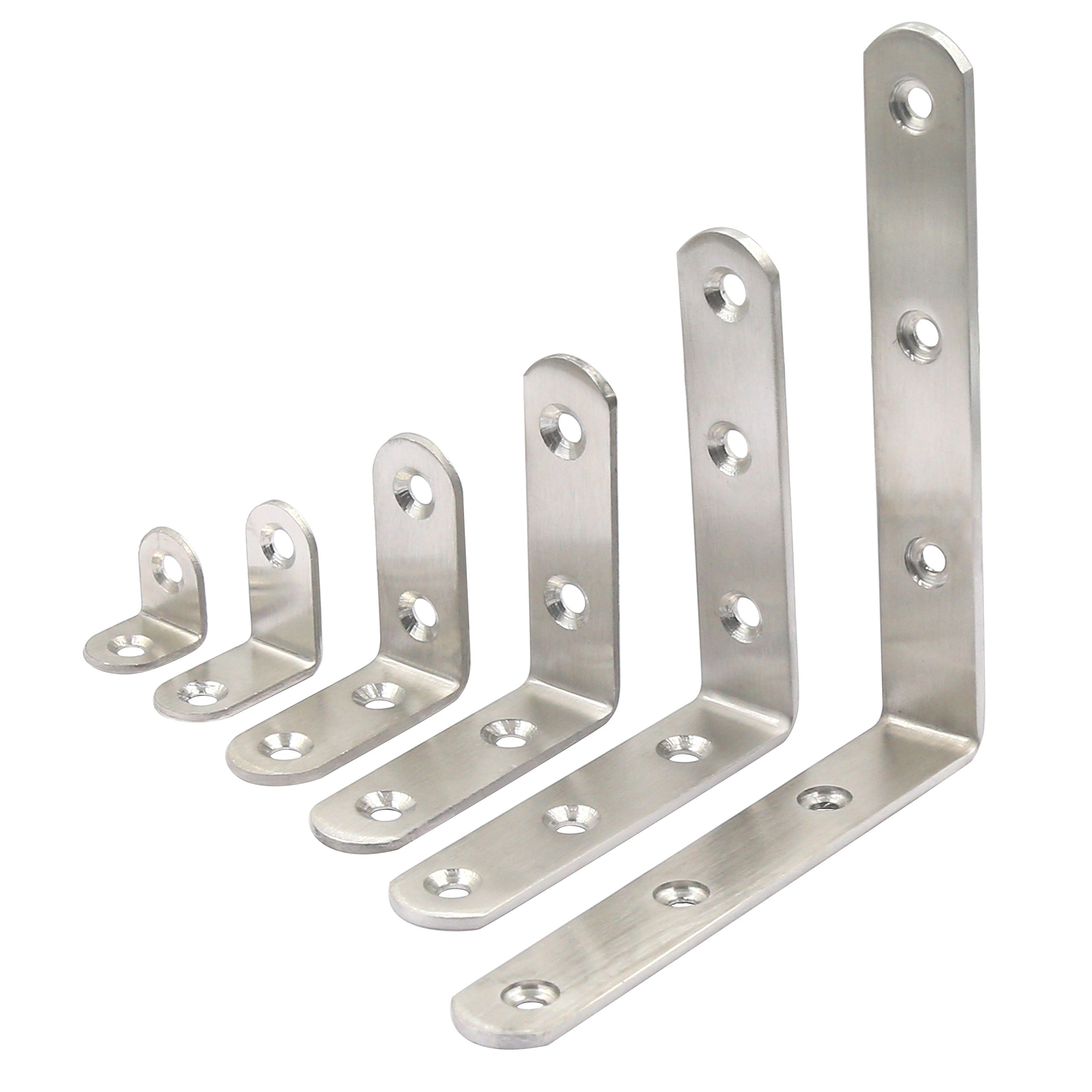 White Stainless Steel Corner Bracket,Joint Right Angle Bracket,L Shape Heavy Duty Metal Corner Brace Hardware Brackets Supporter For Wood Aufuga (10, 2x2x2inch