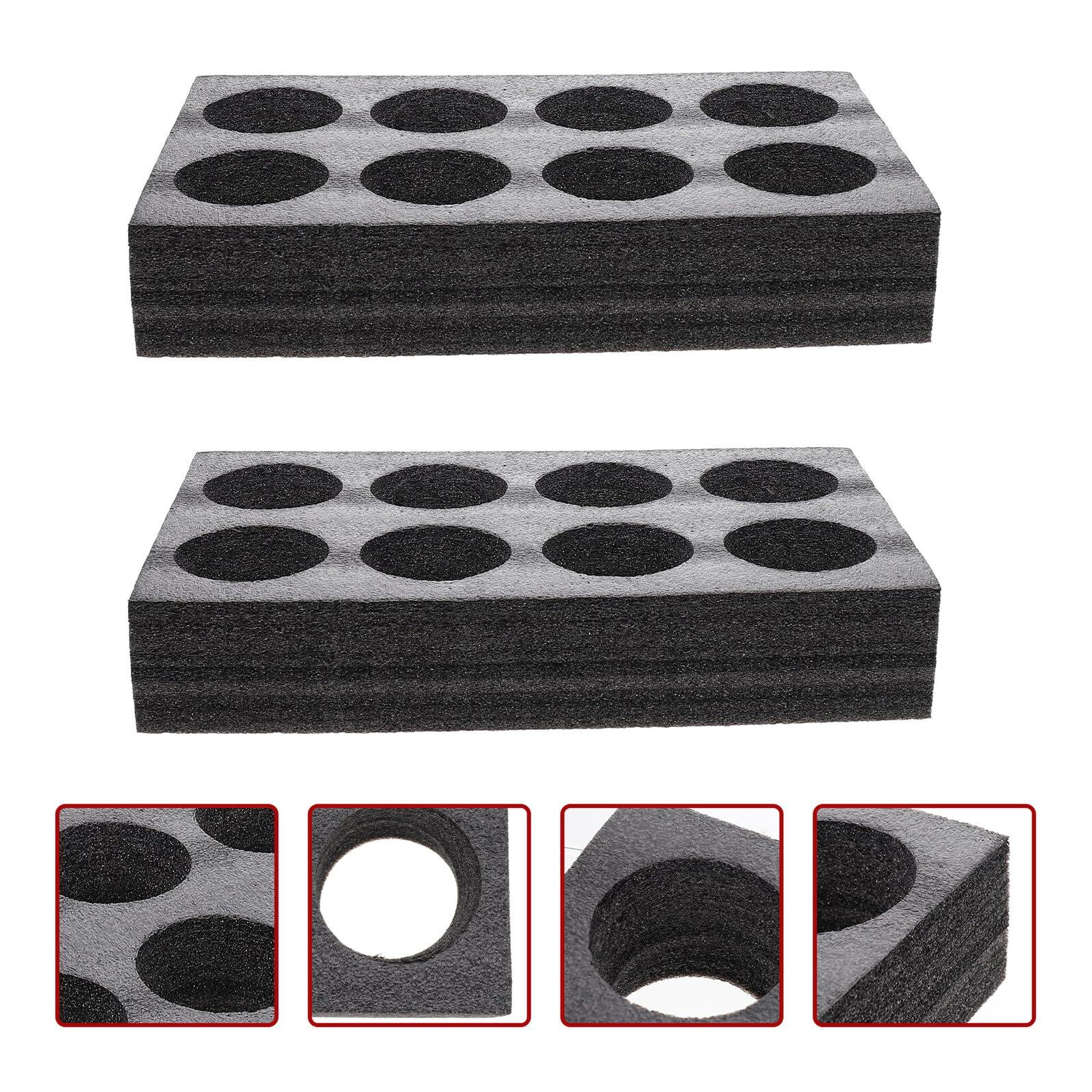 Plateaux Porte-Gobelets Lot de 2 Supports en Mousse Noire 8 Trous pour Verres Tasses Boissons à Emporter pour Camping Voiture Caravane Bateau