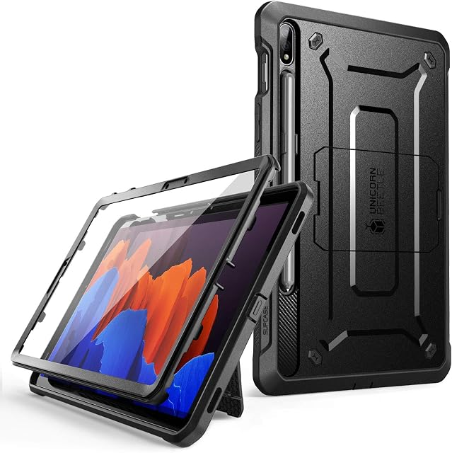 SUPCASE Unicorn Beetle Pro Series Full Body Rugged Kickstand Protective Case for Samsung Galaxy Tab S7/S8 (2020,2022), Black