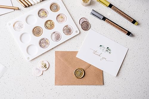 Miniatura 6 de Hoppler 20 varillas de cera de sellado de bronce dorado de 0.276 in para manualidades, sobres y regalos