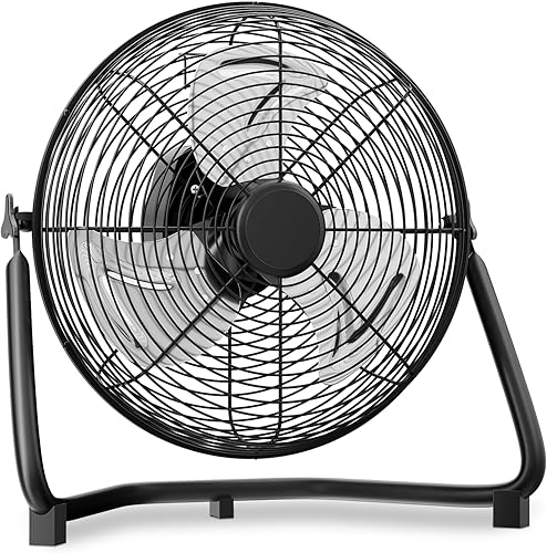 mollie Ventilador de piso de alta velocidad de 16.5 pulgadas con 3 velocidades, metal resistente, inclinación ajustable, portátil, silencioso,