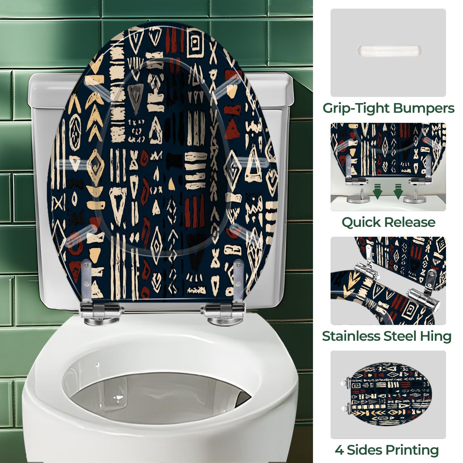 Asiento de inodoro alargado de resina para baño