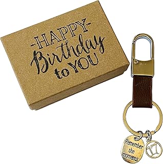 17th Birthday ~ Black or Brown Leather Keepsake Genuine Leather Key Chain with Gift Packaging for Boy or Girl 17th Birthday Gift (Brown)