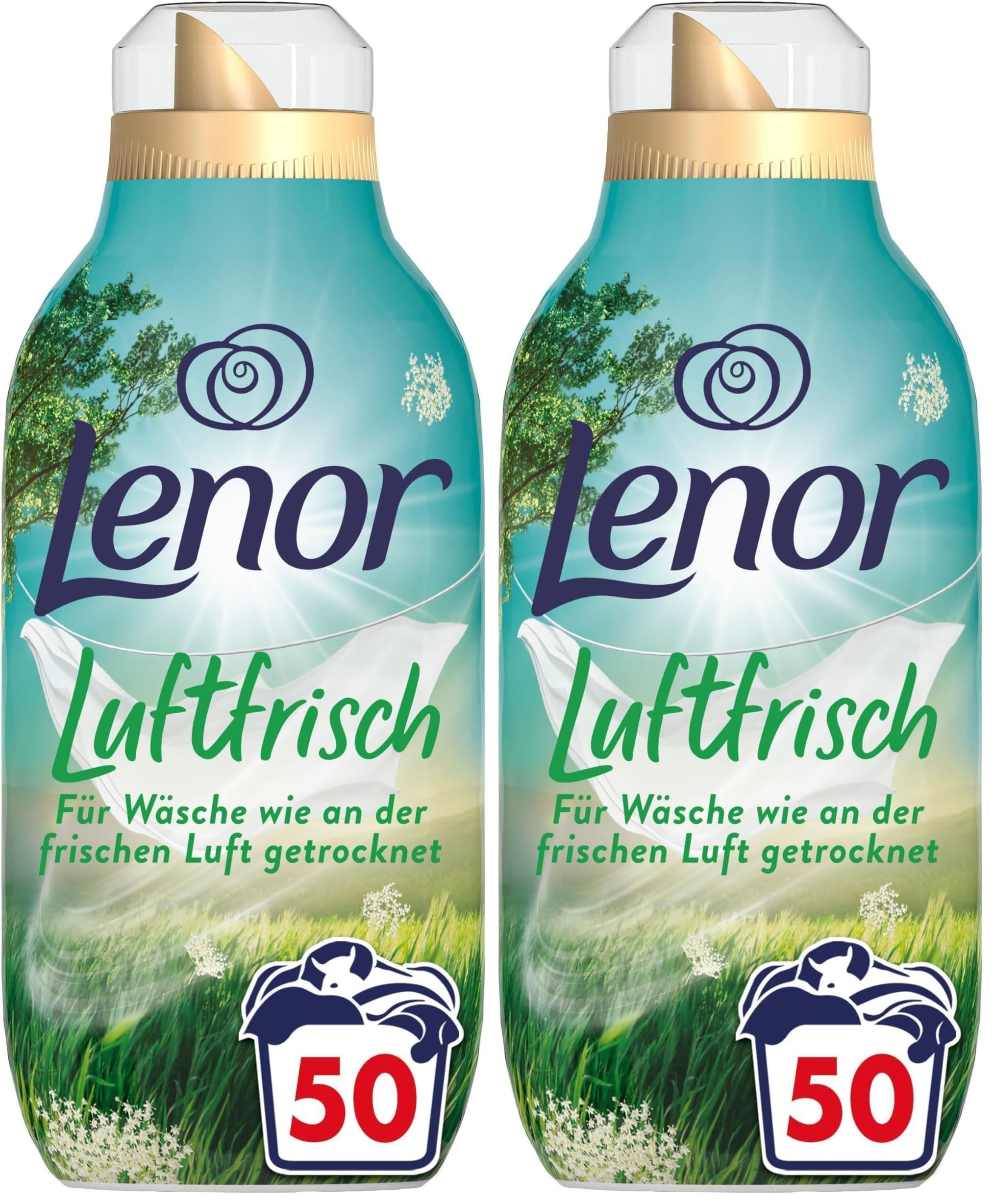 Lenor Luftfrisch Weichspüler Landwiese 50 Waschladungen 700ml – Für Wäsche Wie An Der Frischen Luft Getrocknet (Packung mit 2)