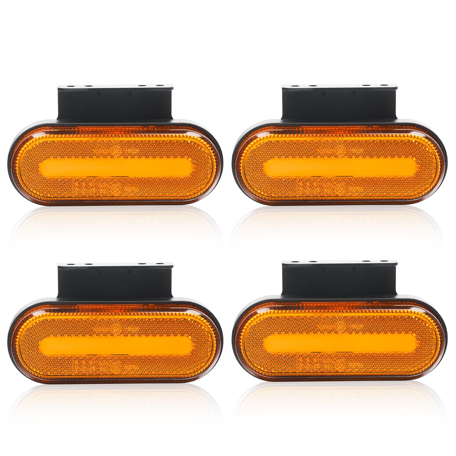 4x Orange LED Seitenmarkierungsleuchten, 12V/24V Anhänger IP65 wasserdichte Halterung Begrenzungsleuchten mit ECE R10 Zertifiziert, für Anhänger, Transporter, Wohnwagen Lastwagen