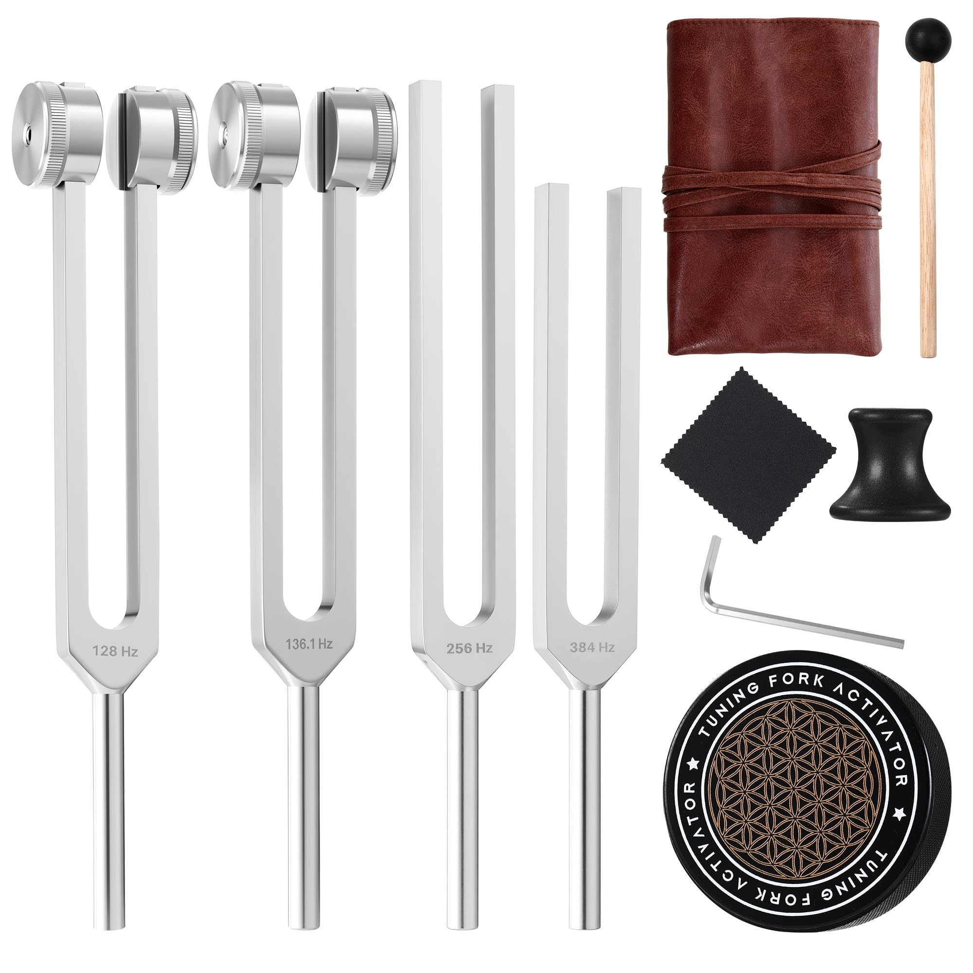Tuning Forks for Healing Set 128Hz 136.1Hz 256Hz 384Hz