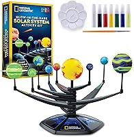 National Geographic Glow-in-the-Dark 3D Solar System Model Kit for Kids 8-12 - Paint, Build Movable Planets STEM Toy Bedroom Decor