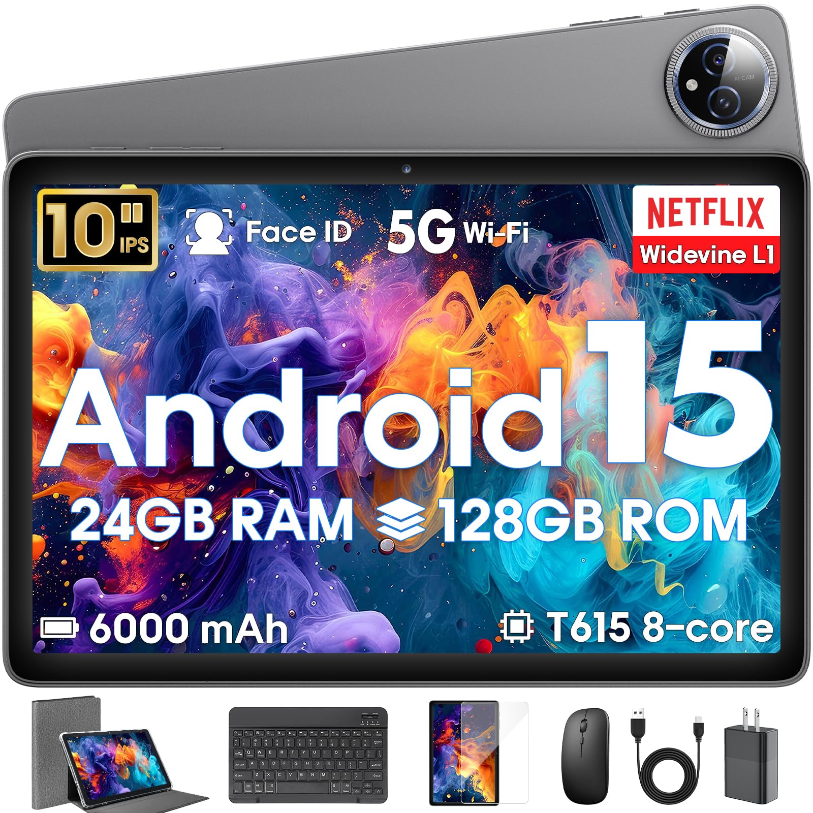 Android 15タブレット 24GB RAM+128GB ROM +2TB Android 15 Tablet 10 inch,24GB RAM 128 ROM,Tablets with