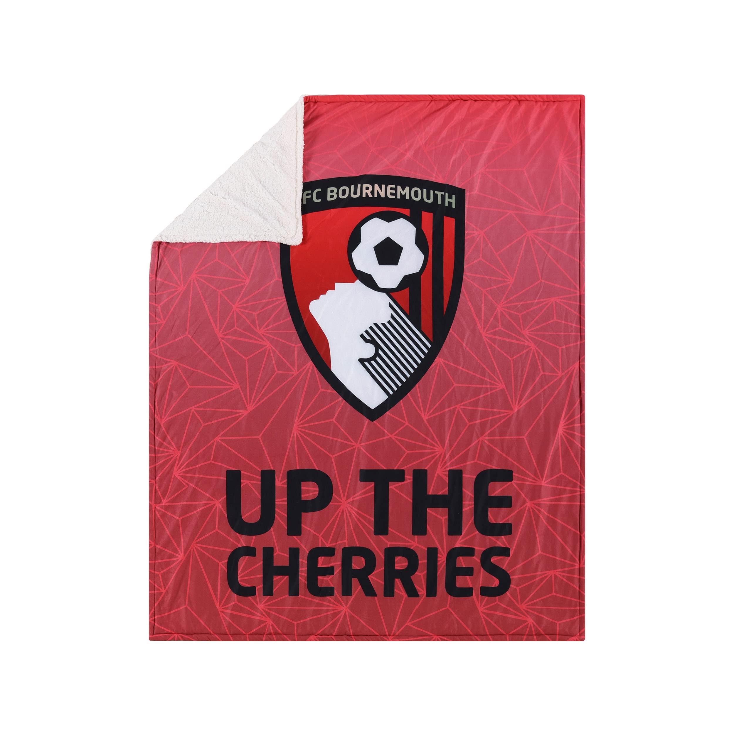 Foco Red Championship Football Afc Bournemouth Fan Sherpa Plush Throw Blanket
