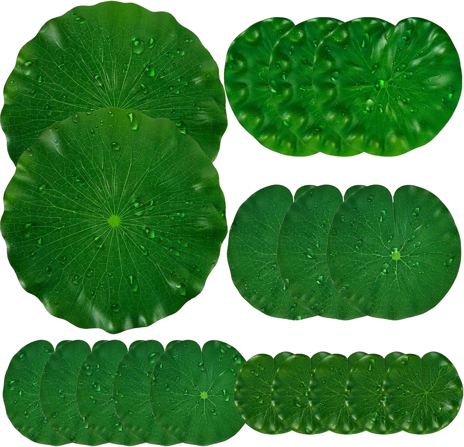 Taiyin 18 Pcs Artificial Lily Pads Plastic Lotus Leaves Water Lily Pads