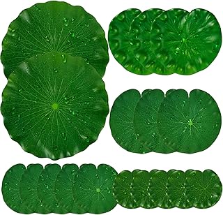 Taiyin 18 Pcs Artificial Lily Pads Plastic Lotus Leaves Water Lily Pads for Ponds Pool Flower Lotus Flower Decor Green Lily Pads Garden Pool Aquarium Fish Tank Decoration