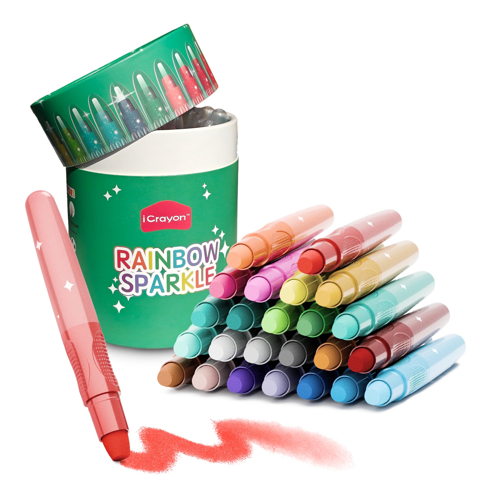 24 Colors Rainbow Sparkle Metallic Watercolor Gel Crayons, Glitter Twistable Crayons for Toddlers, Non-Toxic, Hands Cleand, Washable, Coloring Gifts for Boys and Girls โ image 1