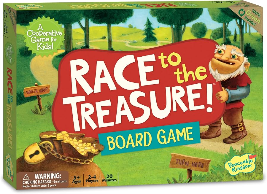 Peaceable Kingdom Race to the Treasure! product and packaging