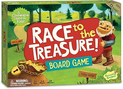 Peaceable Kingdom Race to the Treasure! Cooperative Path Building Game for 2 to 4 Kids Ages 5+
