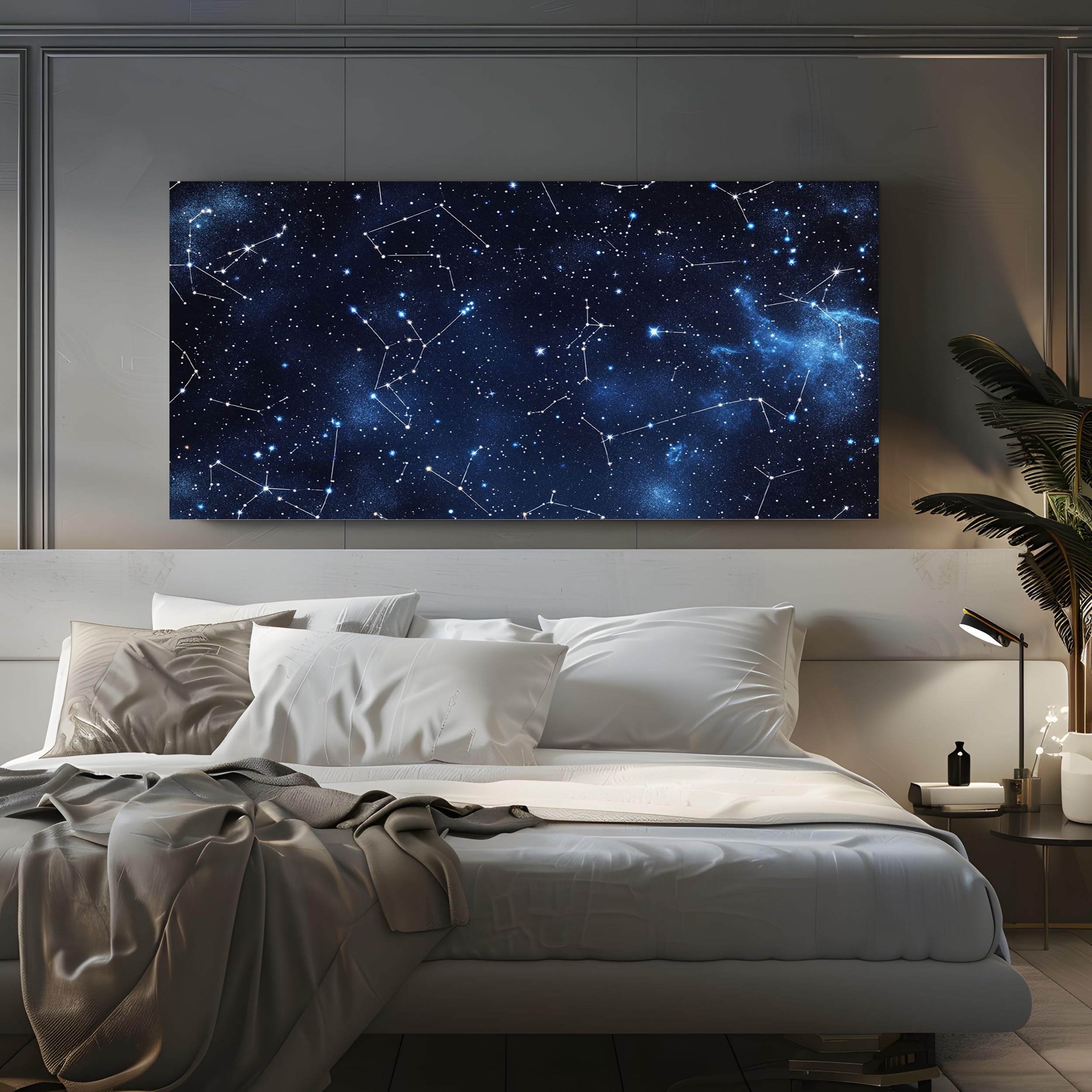 ZORYAN Quadri Moderni Costellazione Spaziale Grandi con Cornice 80x160cm