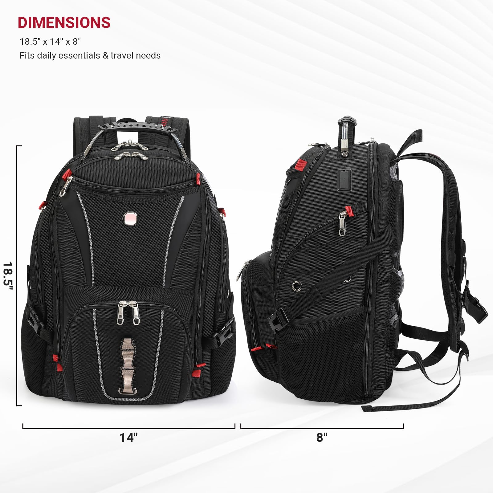star cloud Mochila Portatil Hombre Impermeable Mochila 17 Pulgadas Ordenador Trabajo Impermeable,con Puerto USB Laptop Backpack Bolsa para Negocio Viaje Escolares - Negro