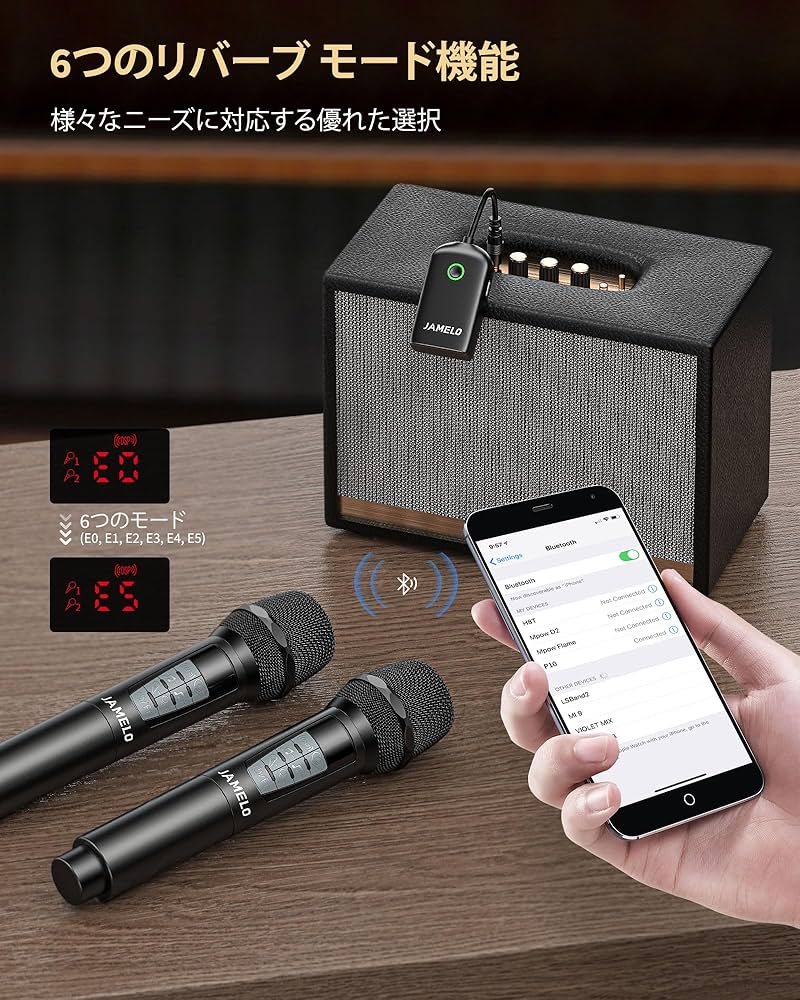 Amazon.co.jp: JAMELO ワイヤレスマイク 充電式ダイナミックマイク 2.4