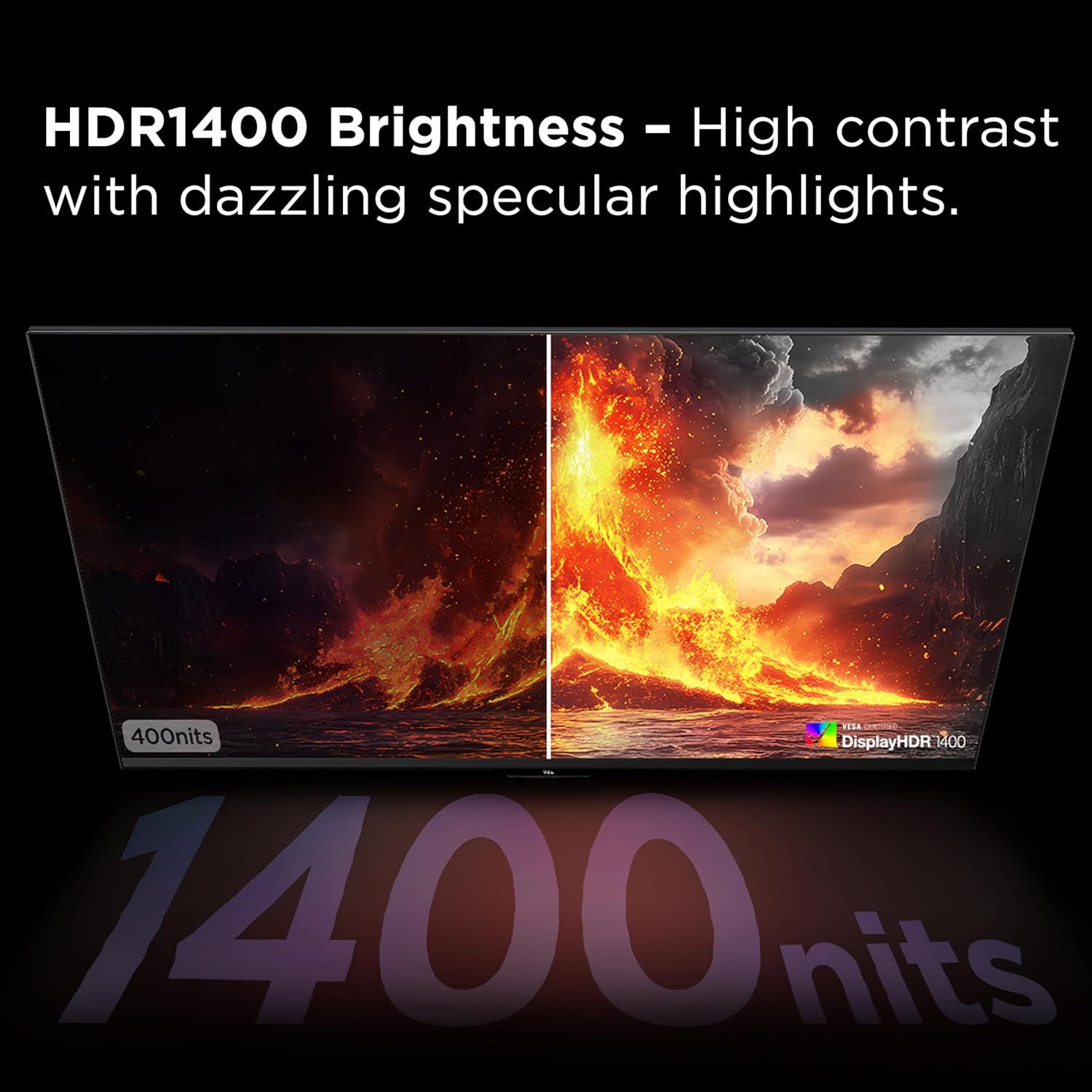 Comparison of HDR1400 brightness versus standard brightness