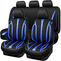 Vista 19 de CAR PASS Fundas de cuero beige para asiento de automóvil, juego completo de fundas de asiento automotriz transpirables e impermeables, cojín