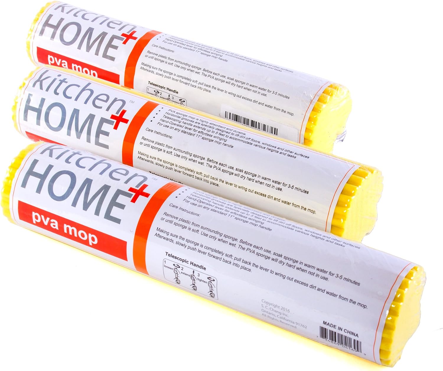 Super Absorbent PVA Roller Sponge Mop Head Refill - Set of 3