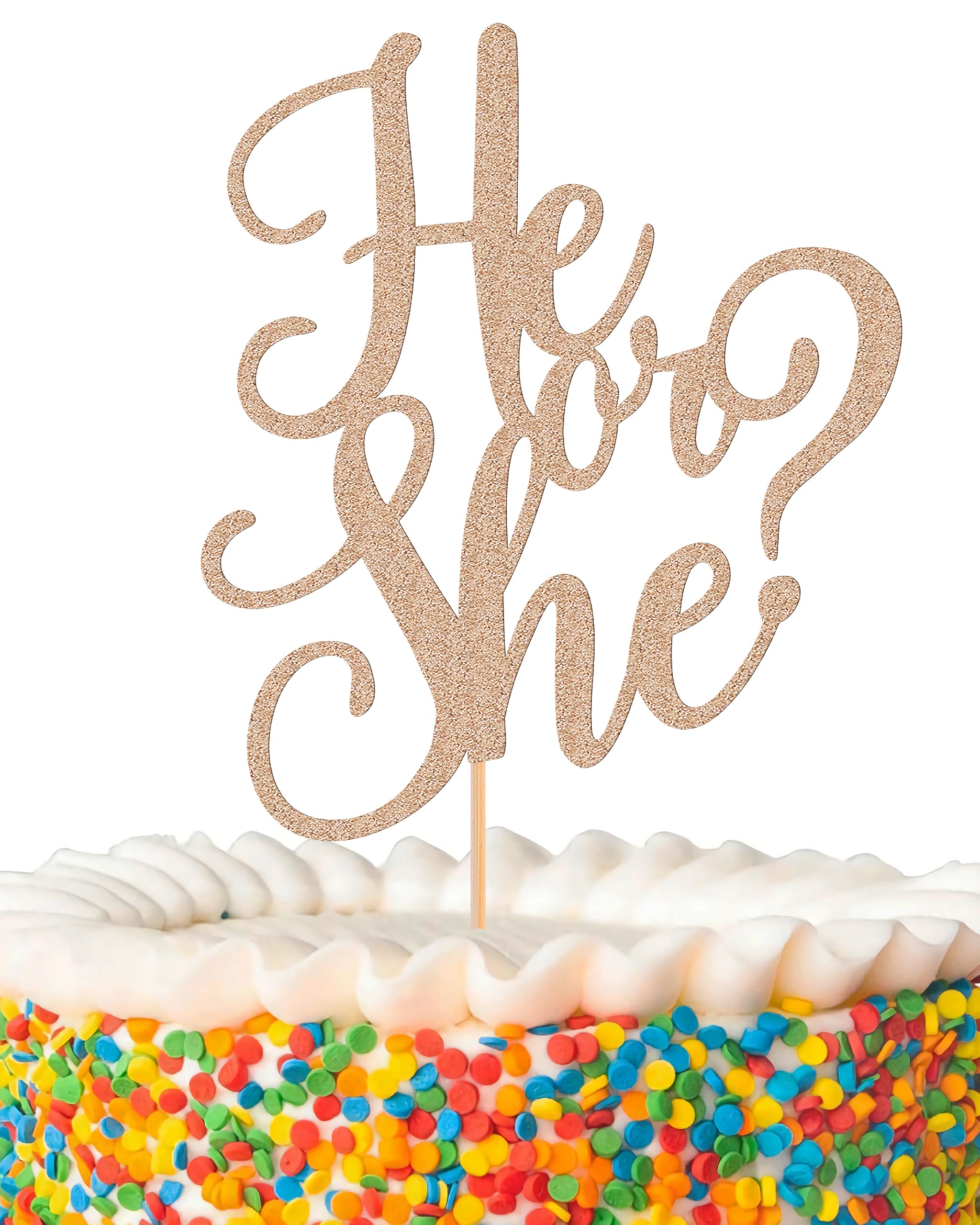 MYAMPED Rose Gold Gender Reveal Cake Topper, 1 Count, 7 Inches, Plastic with Metallic Coating, Baby Shower, Baby Gender Reveal, Baby Birthday