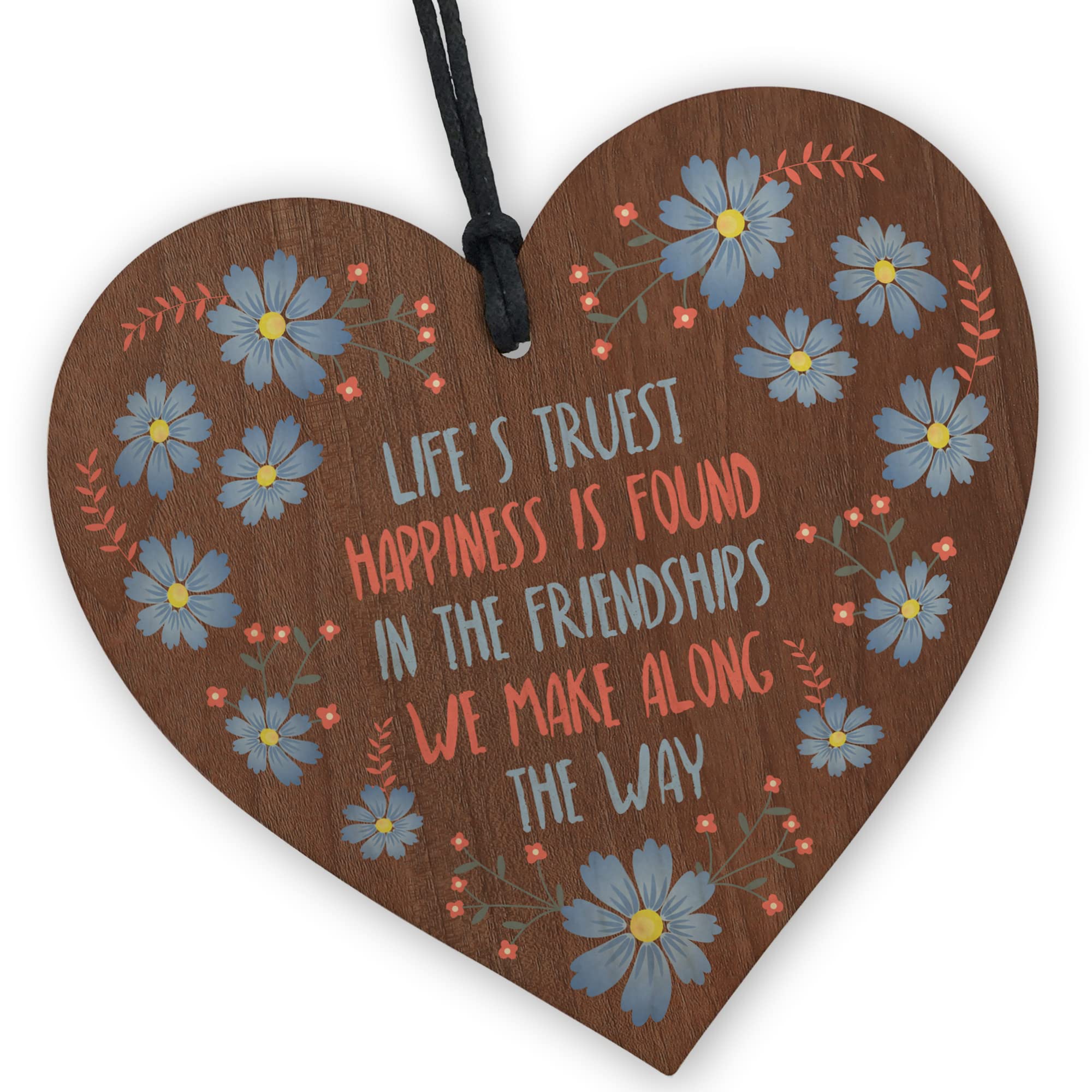 Red Ocean Friendship Wooden Heart - Handcrafted Keepsake with Sentimental Message | Gift for A Special Friend | Friendship Gifts For Women | Thank You Gift