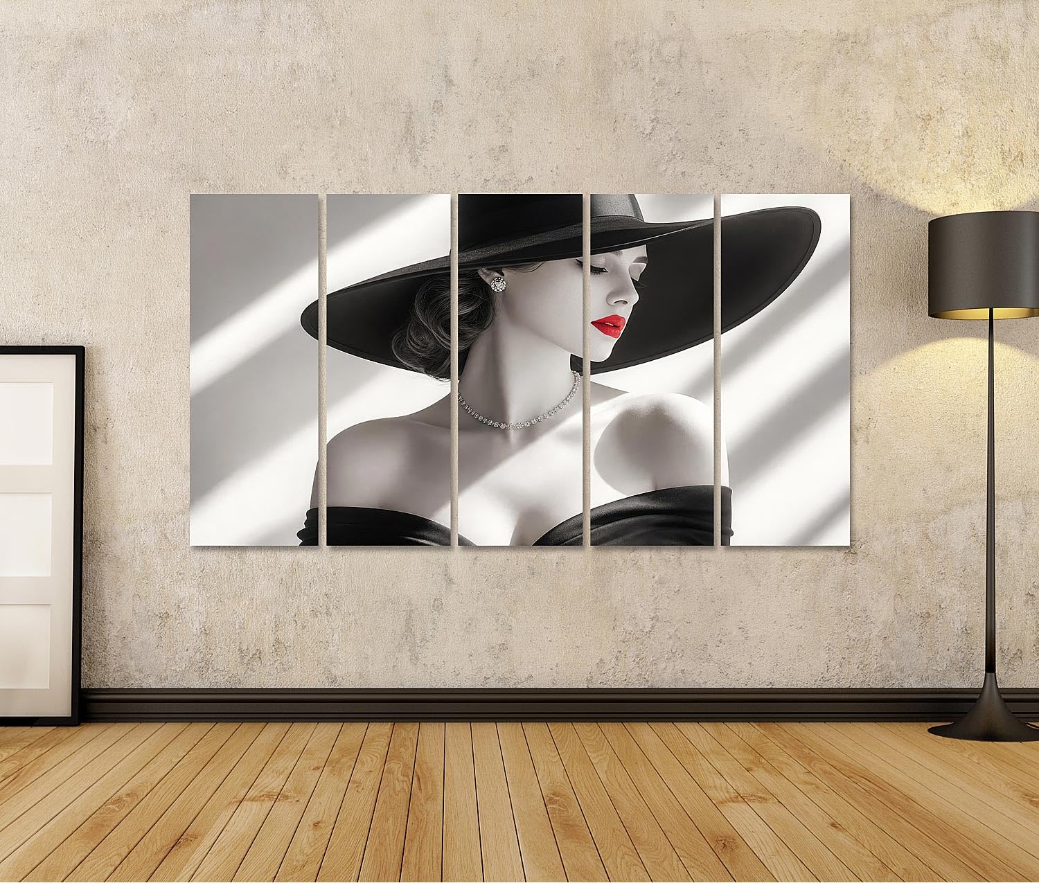 islandburner Bild auf Leinwand Stilvolles Frauenporträt Kunstdruck Wohnzimmer Eleganz für Kunstliebhaber - 5-teilig XXL