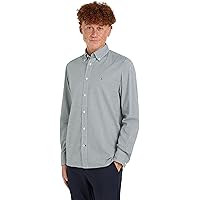Tommy Hilfiger Camicia Uomo Natural Soft Maniche Lunghe, Multicolore (Ornamental Green/Optic White)